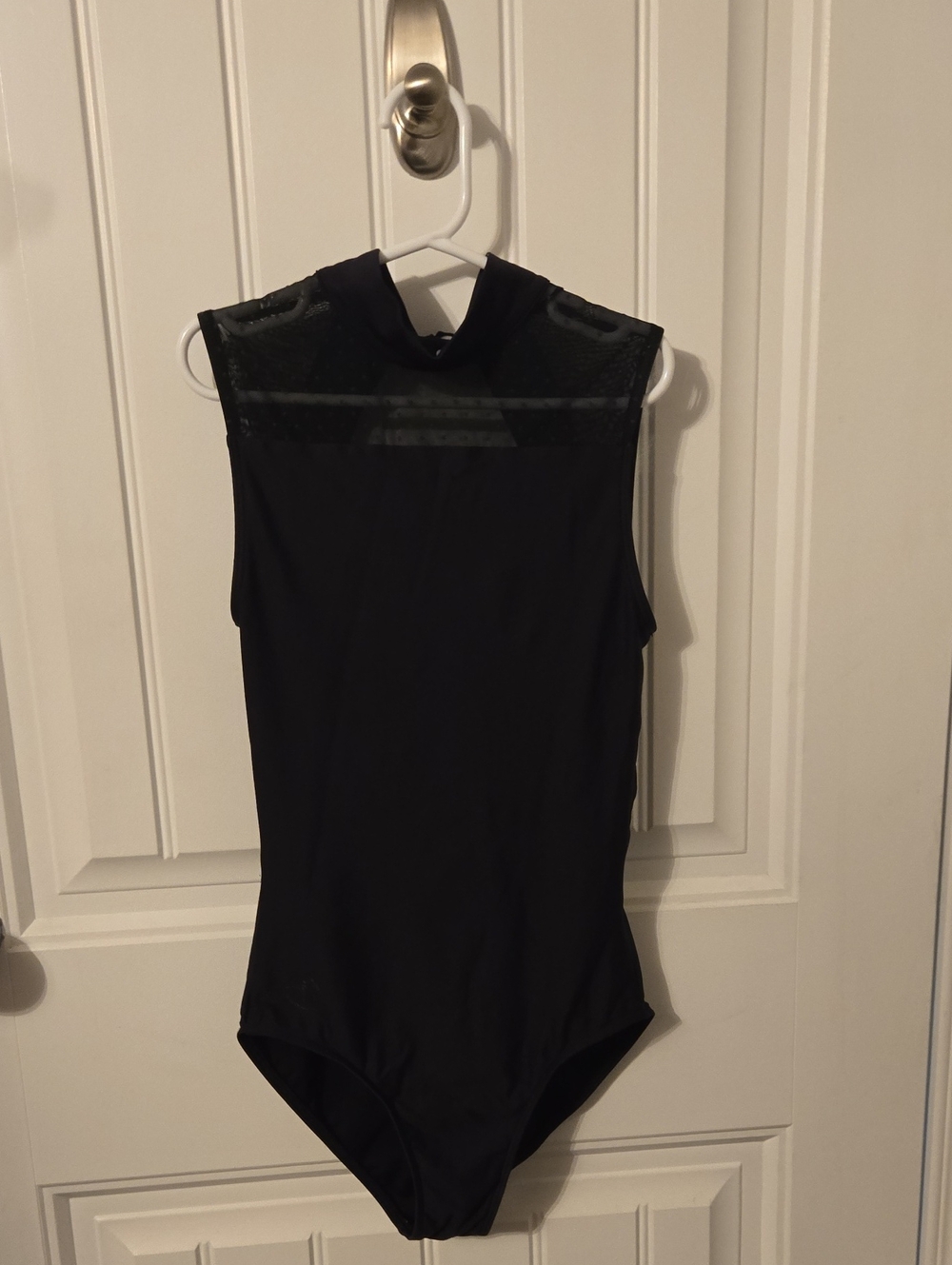 Sleeveless Black Mesh Yoke Dance Bodysuit